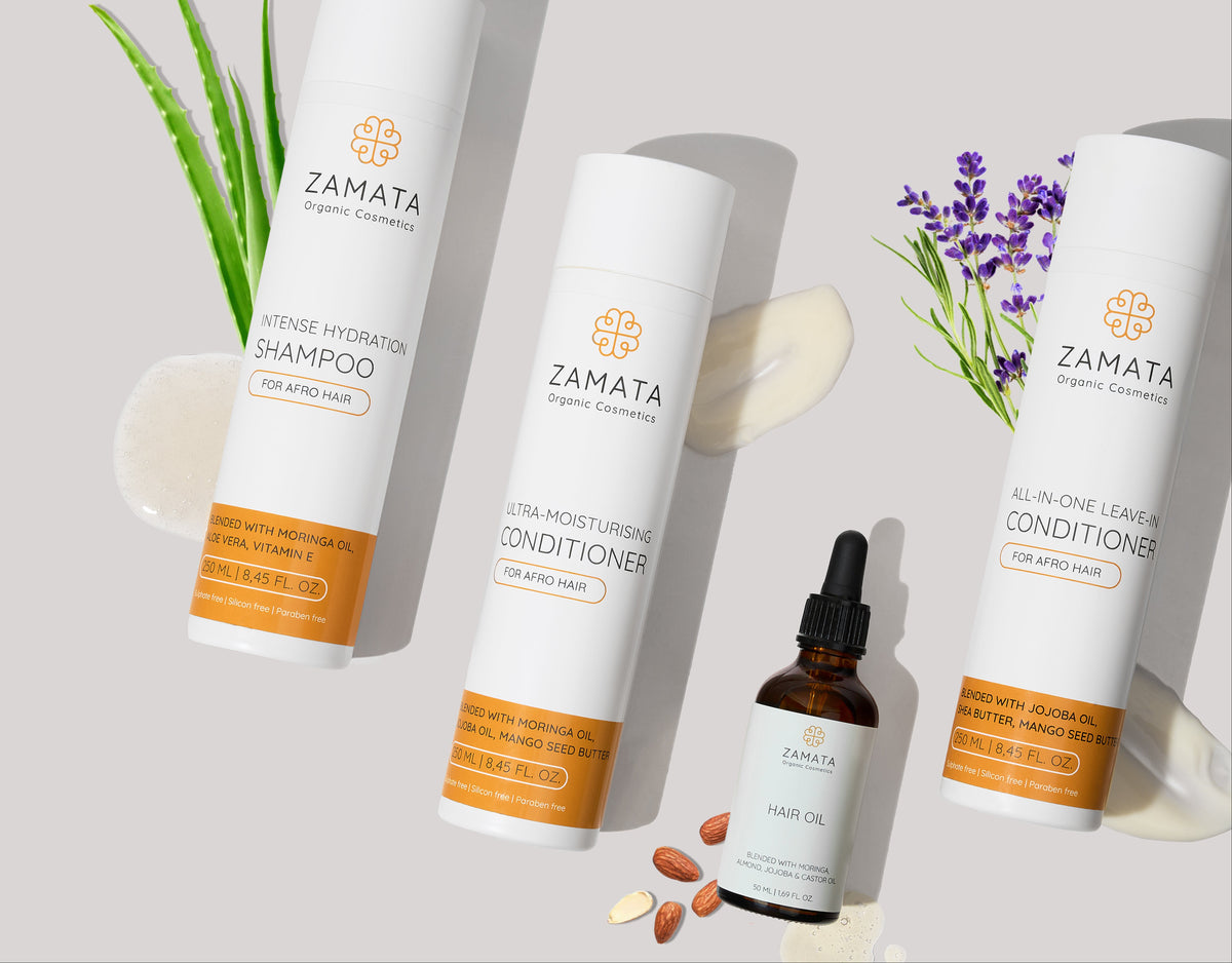 ZAMATA natural hair care collection for curls, coils and textured hair
